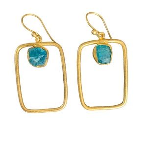 Green Aventurine Brass Earrings